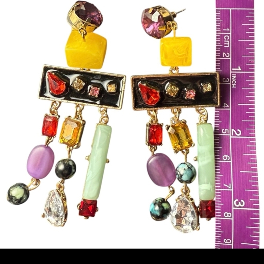 Vibrant Multicolor Dangle Earrings - image 2